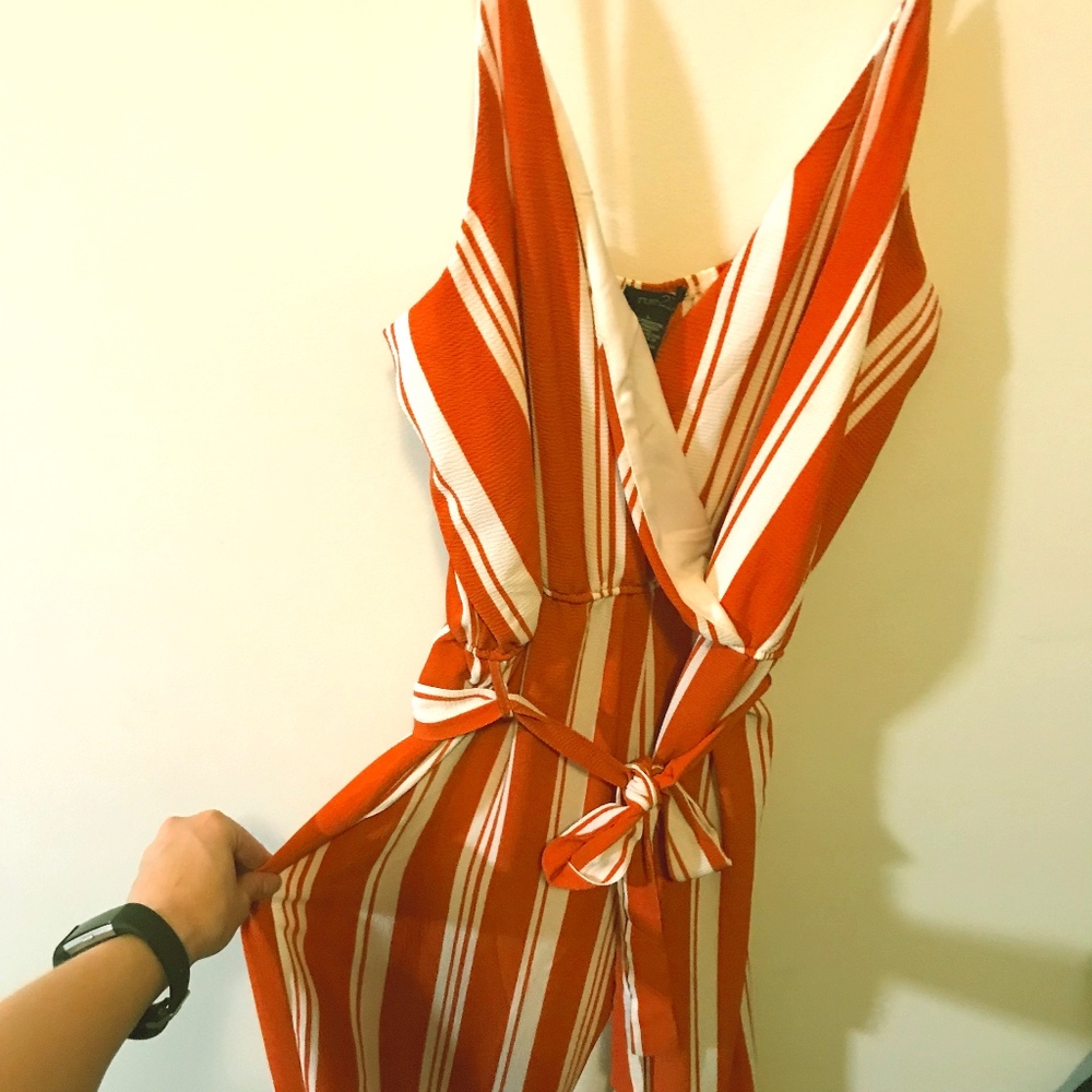 Peachy/Orange & White Jumpsuit
